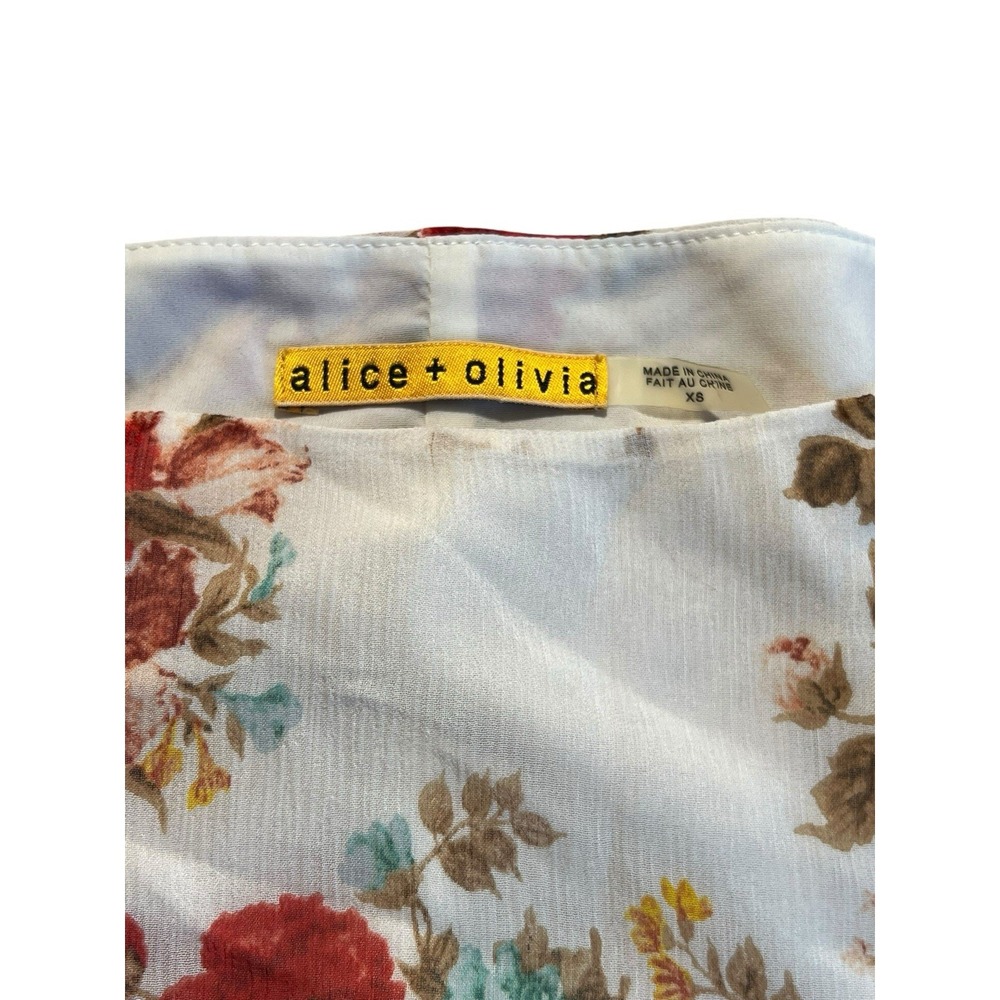 Alice + Olivia Bell Sleeve XS Floral Silk Bohemian Dress C103517683 - Picture 7 of 9